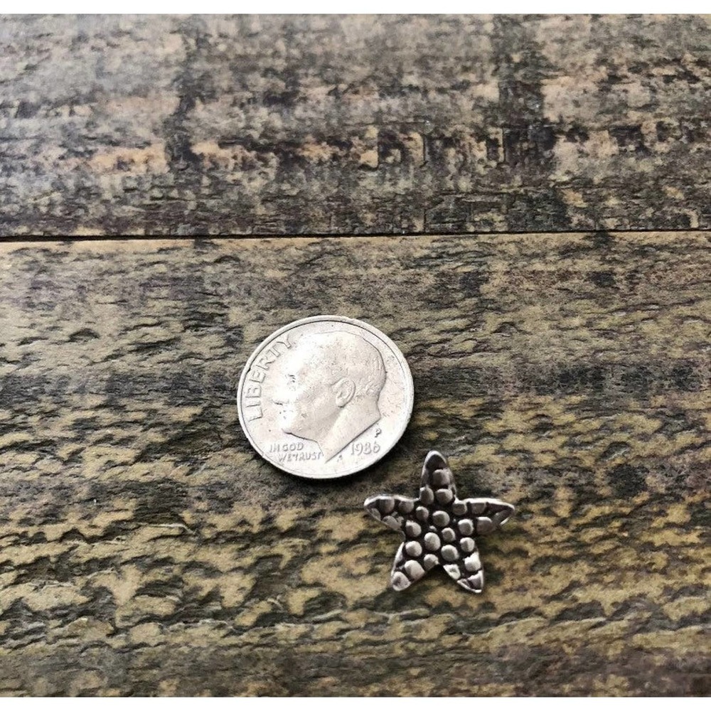 New Sterling Silver .925 Small Oxidized Starfish Ocean Beach Charm Pendant